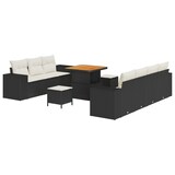 thumbnail of vidaXL 10-teiliges Garten Sofa Set mit Kissen Schwarz Poly Rattan Akazie