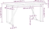 thumbnail of vidaXL Esstisch O-Gestell 140x80x75,5 cm Massivholz Kiefer & Stahl