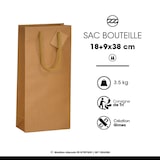 thumbnail of Bolsa para 2 botellas de kraft marrón con asas de cordón por 100 - Gimex