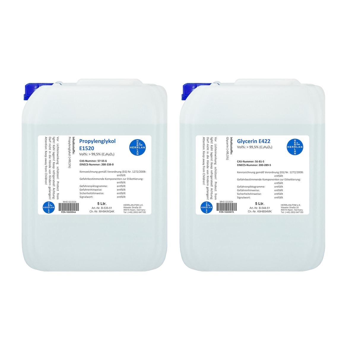 5000 ml Glycerin + 5000 ml Propylenglykol I HERRLAN-Qualität I Made in Germany