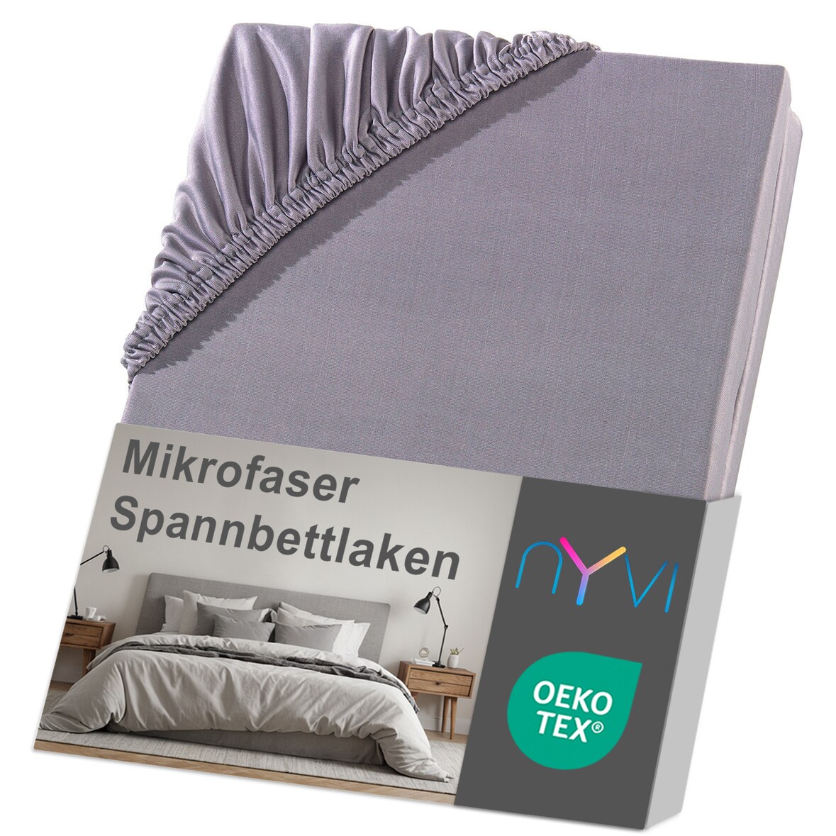 Spannbettlaken DreamScience Mikrofaser - Weich & Anschmiegsam, Rundumgummizug, Bügelfrei 180 - 200x220 + 40 cm Boxspringbett grau
