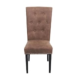 thumbnail of Set van 6 eetkamerstoelen Chesterfield II, stoel keukenstoel, klinknagels ~ stof/textiel bruin, donkere poten