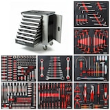 thumbnail of Mephisto Werkzeugwagen Werkstattwagen mit 8 befüllten Schubladen mit Ratsche mit Nusskasten, Pfeifenkopf usw. in Soft Inlays in Carbonoptik