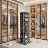 thumbnail of Schuhschrank drehbar 360 Grad Grau, 28 Paar, 7 Ebenen, platzsparender Drehturm aus MDF und Spanplatte, modernes Design, leicht zu montieren