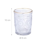 thumbnail of Relaxdays Trinkgläser, 4er Set, 300 ml Volumen, Vintage Gläser mit Goldrand, für Wasser, Saft und Limo, transparent