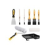 thumbnail of KIT 9 Outils Peinture Bac peinture Rouleau mur sablés +recharge 3 pinceaux plats 2 pinceaux  Spatule acier VITO