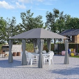 thumbnail of Outsunny cenador de jardín 4x3 m pabellón de exterior con 6 paredes laterales 8 orificios de drenaje y marco de acero para fiestas patio terraza