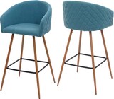 thumbnail of 2er-Set Barhocker | Sitzhöhe 74cm | Metall Holzoptik | Stoff/Textil | türkis | Barstuhl Tresenhocker Küchenhocker mit Lehne