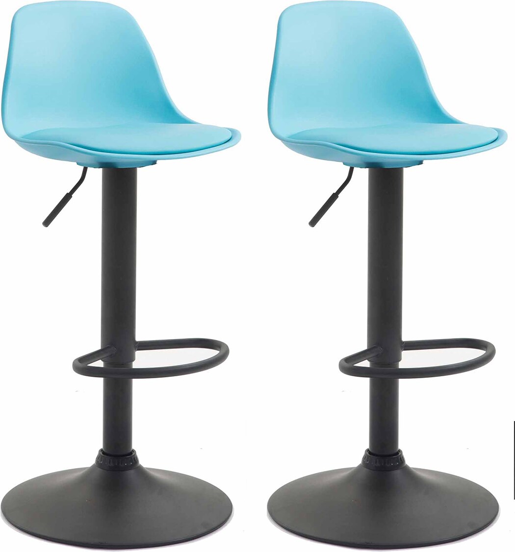 CHEFGASTRO 2er Set Barhocker HAWAII Kunststoff Schwarz HxBxT 82x39x43cm Kunstleder Blau Barstuhl
