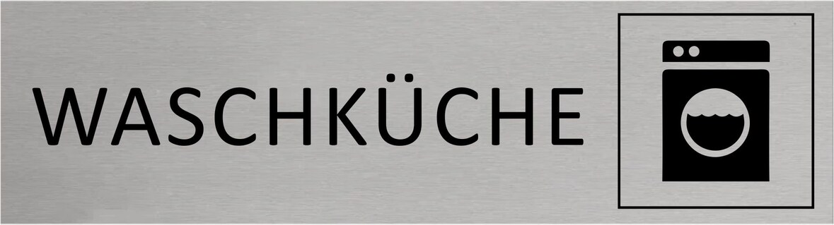 CombiCraft Aluminium Türschild Waschküche 165x45mm mit 3M-Tape zur Befestigung, einfache Kennzeichnung von Räumen und Bereichen