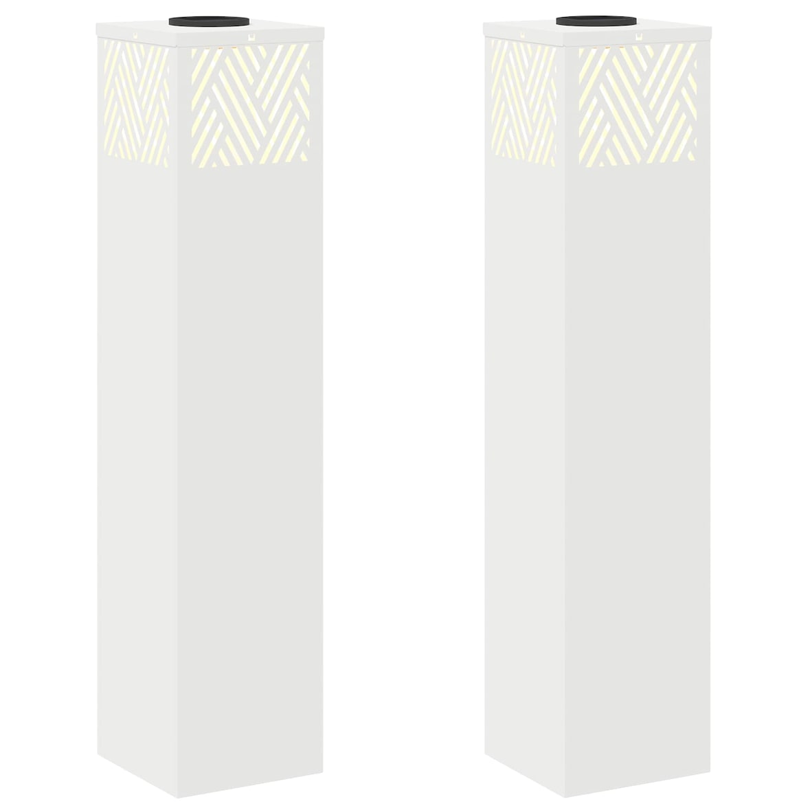 vidaXL Solar LED Weg Licht 2 pcs Weiß Kalt gewalzter Stahl