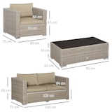 thumbnail of Outsunny Set 4 Pz Salotto da Esterni Mobili da Giardino in Rattan