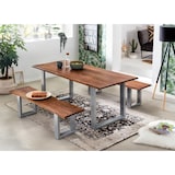 thumbnail of SIT Möbel Boomrand eettafel 160cm | Bord acacia walnootkleurig | Stalen frame zilver gelakt | B 160 x D 85 x H 77 cm | 07189-85 | Serie TABLES&CO