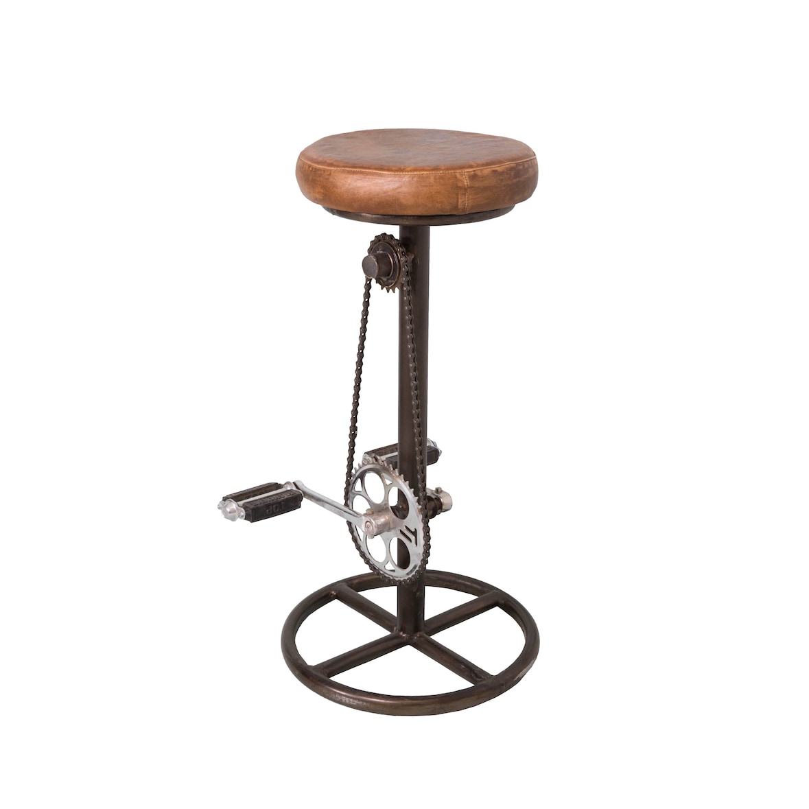 Tabouret cycliste assise cuir, Ø 38 X H73, Assise Ø 31