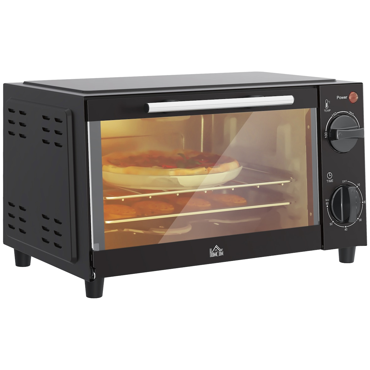 Mini Forno Elétrico 9L com Temperatura Ajustável até 230°C Temporizador 60 min e Bandeja para Assar 35x24,6x20 cm Preto