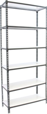 thumbnail of SimonRack Estantería Metálica, 2500x1100x400 mm, 6 Alturas, Bandeja Metal, 200 kg de Punto Flexión, Antracita/Blanco - Simonclick