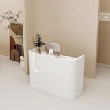 thumbnail of Empfangstresen, Kleine Gewerbetheke, Kassentheke, Empfangstisch, LED-Beleuchtung, Ladenmöbel, Frontdesk, Modernes Design Weiß 200×60×100cm