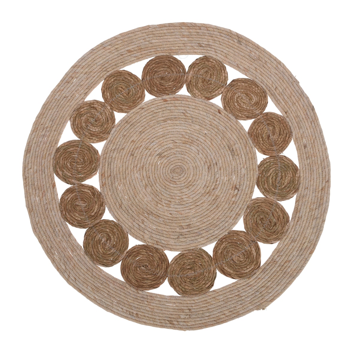 WellHome - Tapete redondo de taboa e folha de milho