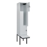 thumbnail of C+P Z-Spind Classic PLUS, Kunststoff schwebende Sitzbank, 2 Abteile, HxBxT 212x40x82cm, Sicherheitsdrehriegel, Hellgrau/Hellgrau von PROREGAL