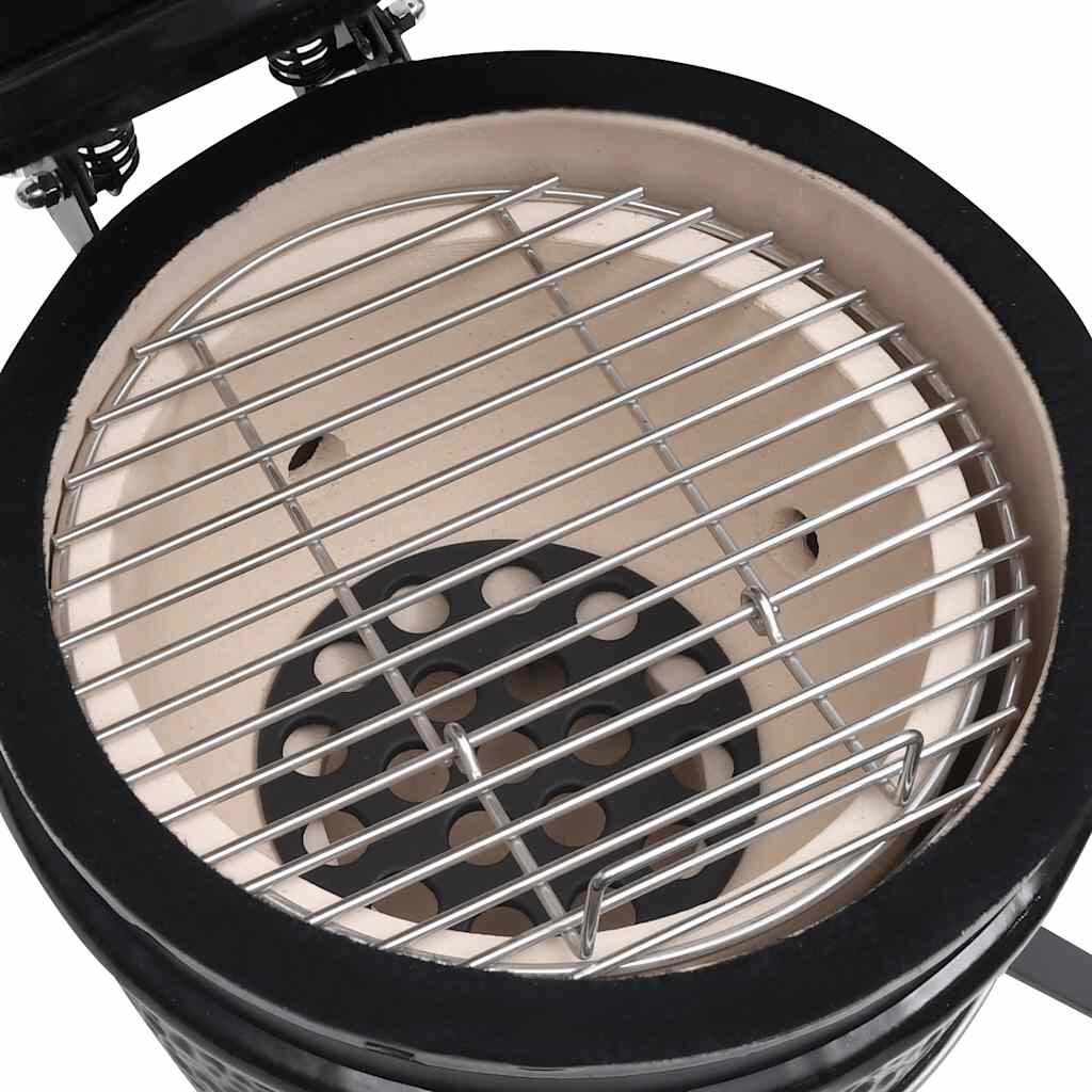 vidaXL 2-in-1 Kamado-Grill Smoker Keramik 56 cm : Farbe - Schwarz