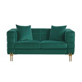 thumbnail of MF - Sofá de design modelo LARIOS, 2 lugares, tecido de veludo verde escuro 42,84 x 157 x 71 cm