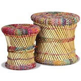 thumbnail of Tabourets Avec Détails Chindi Lot De 2 Multicolore Bambou