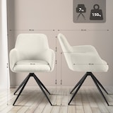 thumbnail of Décoshop26 - Chaise contemporaine de salle à manger x1 en velours côtelé crème pivotante 180° avec accoudoirs 10_0005784