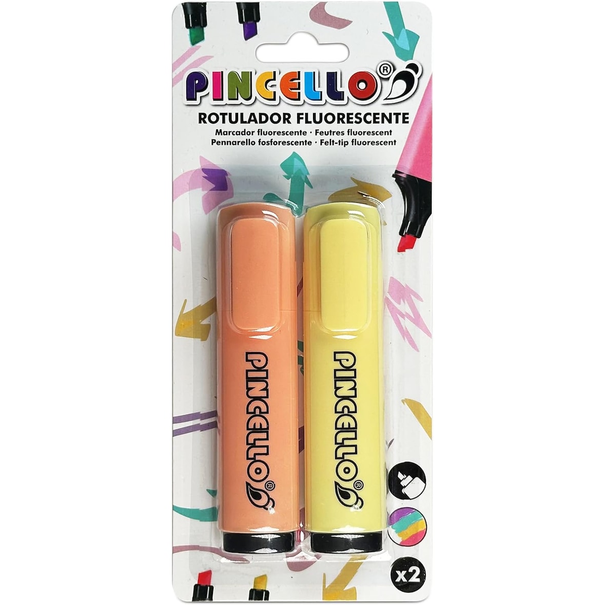 Pack de 2 Subrayadores Color Amarillo y Naranja Pastel