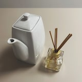 thumbnail of Restootab - Tavolo alto Roma bianco Ø60cm laminato beige opaco