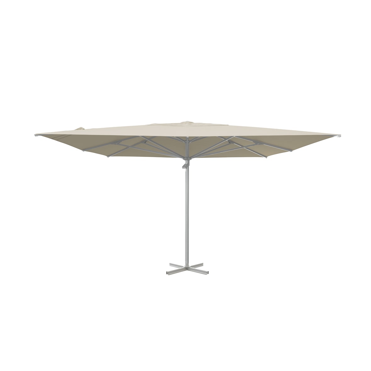 METRO PROFESSIONAL Ombrellone push-up quadrato, alluminio, 4 x 4 m, idrorepellente, humus/platino