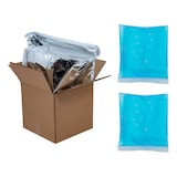 thumbnail of Lot de 25 carton colis réfrigéré 20x20x20cm avec 2 packs froid 400g. Expédition sous T°C froide 24H/48H. Sache métallisée isolation fine mousse PU