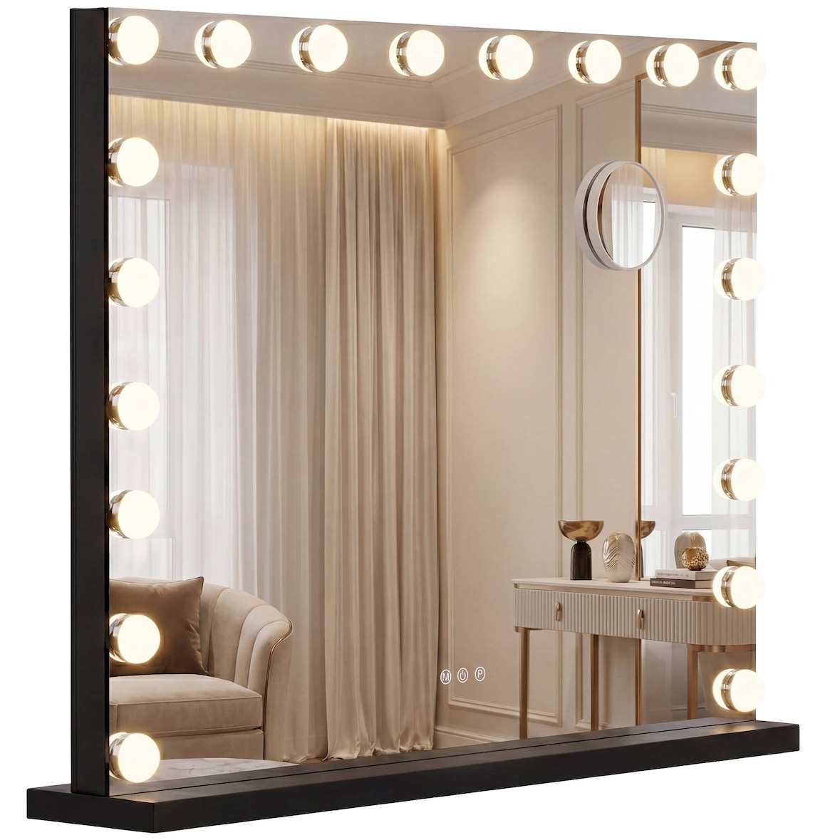 CLP Specchio Trucco Norlina con Bluetooth Metallo HBT: 62x80x14 cm nero con Bluetooth