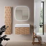 thumbnail of BELVIT ARGENA Hochschrank 160cm Helle Eiche Wellenmuster 2 Türen Grifflos Softclose Reversibel Multiplex Eschenfurnier