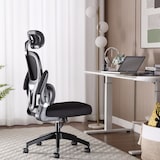 thumbnail of Sedia Ufficio Poltrona Girevole Ergonomica in Tessuto con Braccioli e Poggiatesta, Supporto Lombare, Altezza Regolabile, Direzionale - Nero