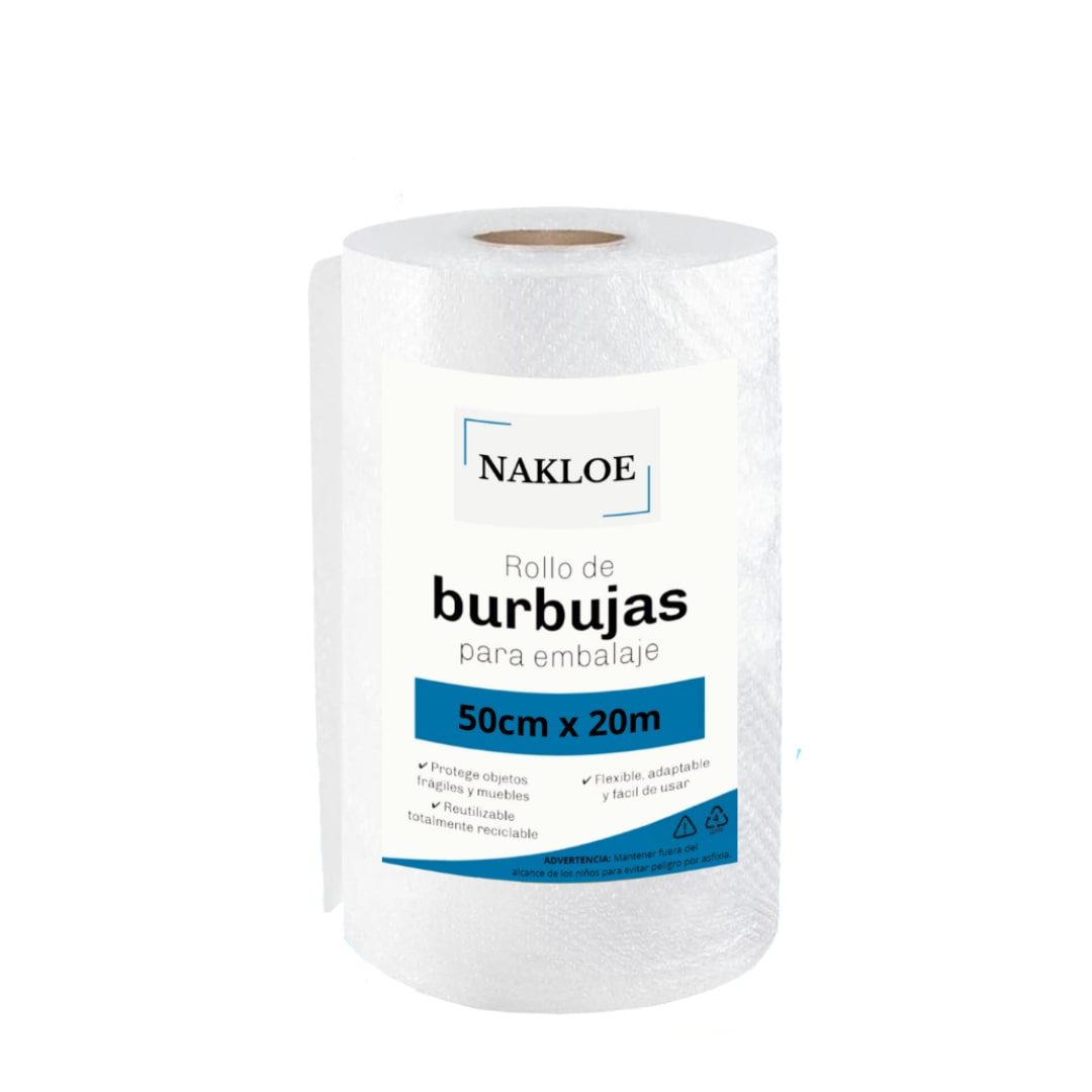 Nakloe - Papel burbuja - Papel burbujas embalaje mudanza - Papel de burbujas para embalar - Burbujas embalaje - Medida: ( 50cm x 20m )