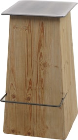 thumbnail of Barhocker HWC-L76, Barstuhl Tresenhocker, Industrial Massiv-Holz MVG-zertifiziert, natur mit Metall-Optik