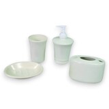 thumbnail of Set accessori bagno in ceramica bianca dispenser sapone liquido portaspazzolini e portasaponette