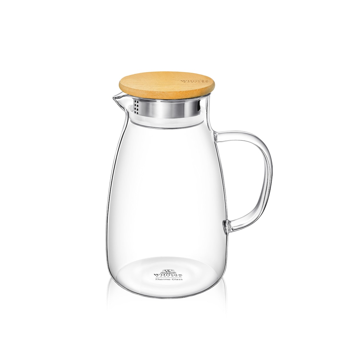 Wilmax Borosilikat Glas Krug mit Bambusdeckel, 1500ml