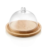 thumbnail of Kuppelhaube, PURE, Ø 21 cm, Höhe 16 cm, Polycarbonat + Buffetbrett, PURE, Ø 25,5 cm, Höhe 3 cm, Holz