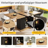 thumbnail of Ausziehbarer Esstisch 110x70x76 cm Schwarz mit Stauraum und gewellter Schranktür, Teleskopplatte bis 140 cm, verstellbare Regale