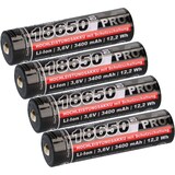 thumbnail of 4x Kraftmax 18650 Pro Hochleistungsakku Li-Ion 3,6V 3400mAh inkl. Micro-USB Ladebuchse