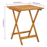 thumbnail of Mesa plegable de jardín de madera maciza de acacia 60x60x75 cm