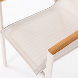 thumbnail of METRO PROFESSIONAL Stapelstoel met teakhouten armleuning, aluminium/synthetische stof, beige