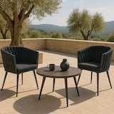 thumbnail of 2er-Set Aluminium-Gartenstuhl HWC-N38, Outdoor Stuhl Armlehne, Olefin Seilgeflecht Rope ~ anthrazit Kissen dunkelgrau