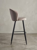 thumbnail of Barhocker Samt Beige Hocker mit Lehne 56x102,5x52,5 cm, Küchenhocker Skandinavisch Stoff / Metall 110 kg, Design Barstuhl Tresenhocker, Bistrohocker