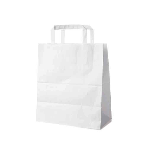250 Weiße Papiertragetaschen 22 + 10 x 28 cm – Einkaufstaschen mit Innenhenkel