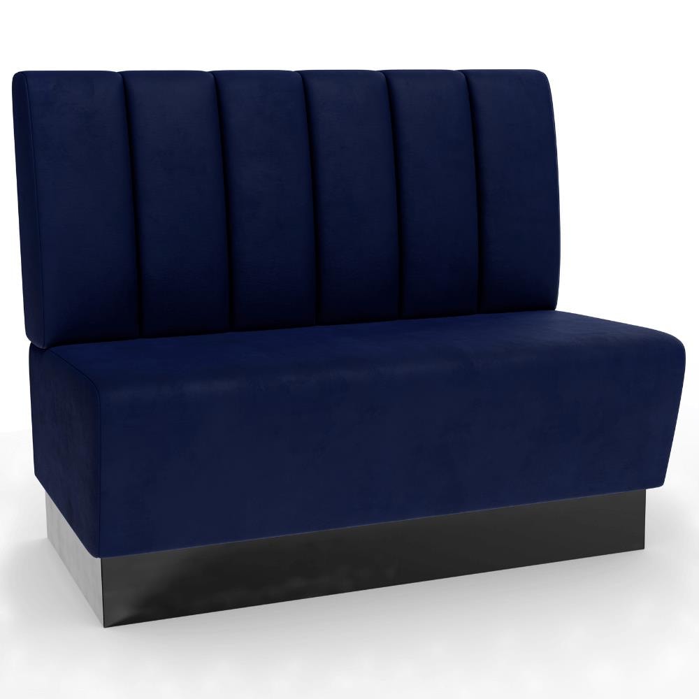Gastro Sitzbank Amsterdam | 120 cm breit | Samtstoff Blau | Vertikal gestreift | Dinerbank