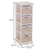 thumbnail of Scaffale cassettiera con 4 ceste shabby vintage legno di paulonia 28x25x74cm bianco