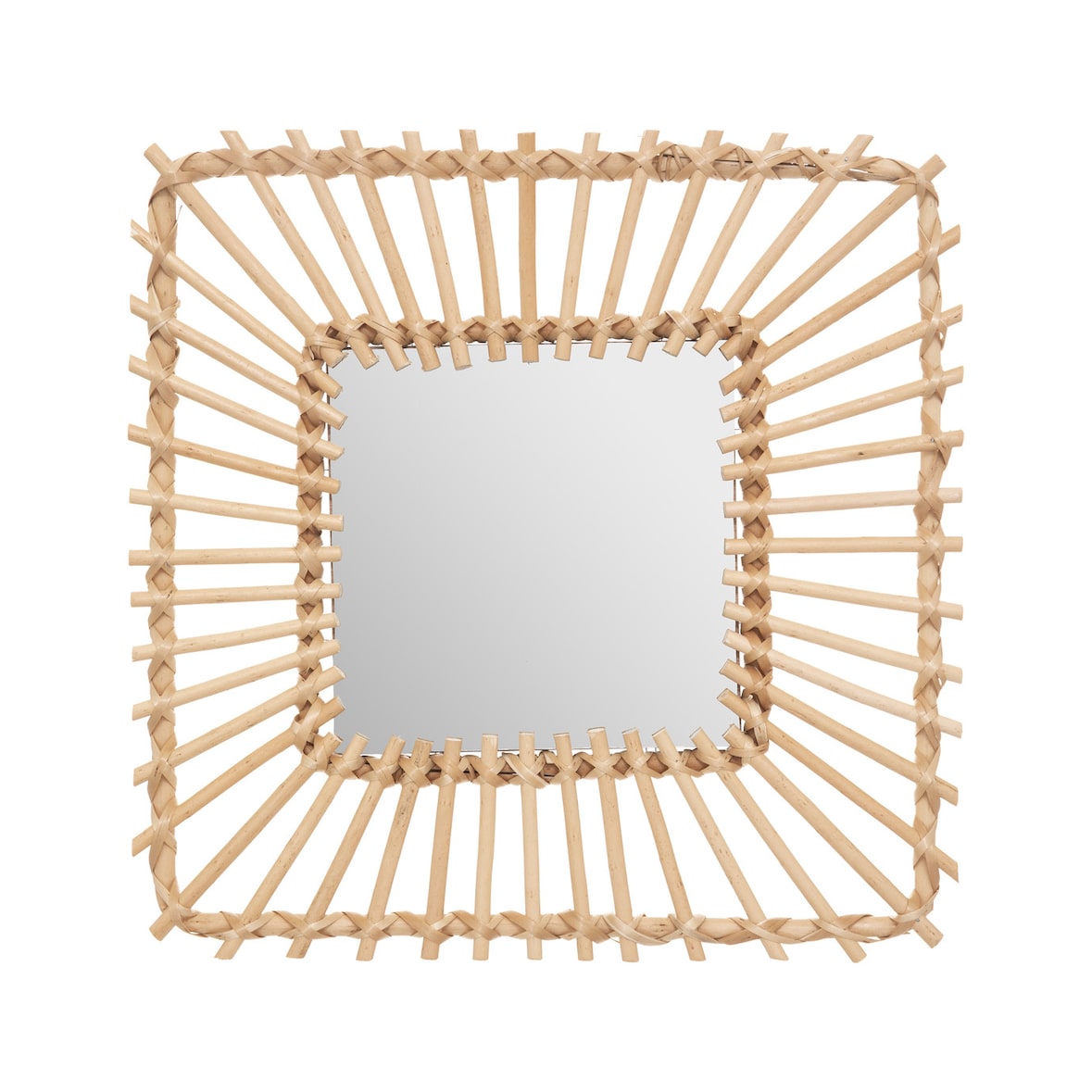 Miroir mural carré en Rotin 40 x 40 cm