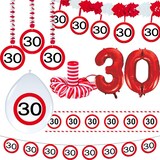 thumbnail of 30. Geburtstag Verkehrsschild Geburtstagsdeko Partyset Party Deko Set rot weiss Dekoration Zahl Frau Mann